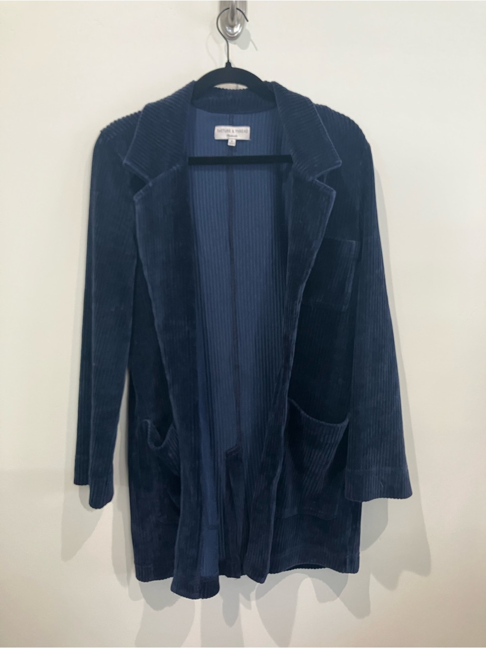 Madewell Texture & Thread Velour Corduroy Blazer in Navy